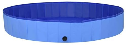 Runheo Hundepool Faltbar Blau aus PVC, 200 x 30 cm, rutschfest, für Innen und Außen, ohne Pumpe, für Hundezubehör, Hundebedarf, Haustierbedarf, Hundeartikel, sicherer Sommerspaß