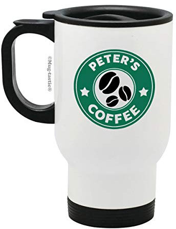 Your Name Coffee - Personalised Stainless Steel Travel Mug Green Design