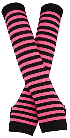 Bienvenu Damen Langer Armwärmer im Punk-,Gothic- und Rock-Stil,fingerlose Handschuhe 1 Einheitsgröße Schwarz / Fuchsia