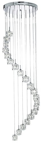 Searchlight Ice Cube - Integrierte LED 20 Light Spiral Cluster Anhänger Chrom Finish