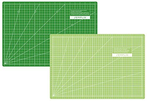 SEMPLIX Selbstheilende Schneidematte A0-A4 - Grün, Rosa, Grau, Türkis, Lila - Ideal fürs Basteln, Nähen & Patchworken - Beidseitig Bedruckt - Vorderseite cm Rückseite inch Bemaßung (Hellgrün-Grün, A3)