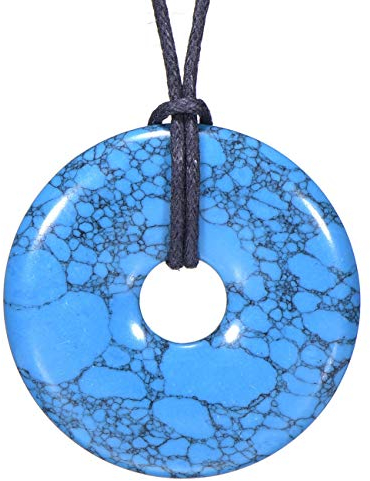 Morella Damen Halskette 80 cm Donut Edelstein Anhänger Türkisstein im Samtbeutel