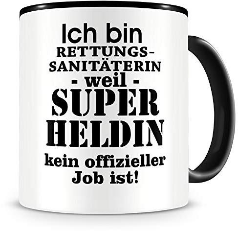 Samunshi® Ich bin Rettungssanitäterin Tasse Beruf Geschenk Kaffeetasse Teetasse Kaffeepott Kaffeebecher Becher schwarz
