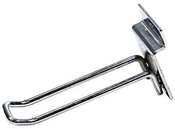 Slatwall Chrome Euro Hooks (Double Arm) Shop Fittings Hanger Display - Pack of 25 (4/100mm)