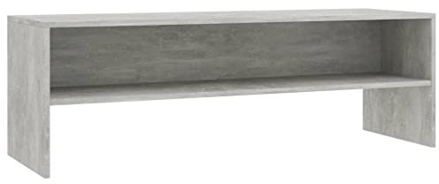vidaXL Engineered Wood TV Cabinet in Concrete Grey - Modern Storage Unit with Open Compartment - Ideal for Living Room or Bedroom - Easy Assembly