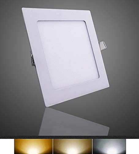 MUNDDY® - Downlight LED Panel Empotrable Cuadrado, iluminacion 6W 9W 12W 15W 18W 25W, marco blanco 3000k 4000k 6000k. Driver incluido Envio desde Madrid (6000k Blanco Frío, 9W)