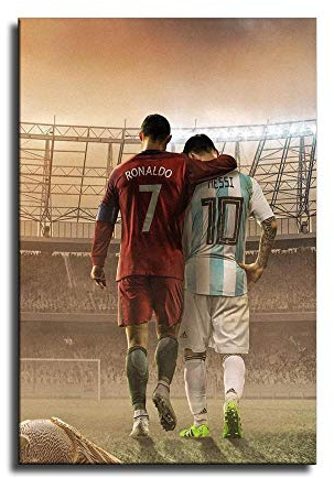 Messi y Cristiano Ronaldo Leinwand-Kunst-Poster und Wandkunstdruck, modernes Familienschlafzimmerdekor-Poster