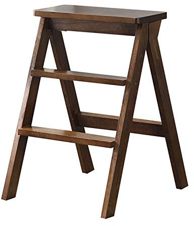 Folding Step Stool 3 Step, Lightweight Wooden Ladder for Kitchen Library Steps Household Step Ladder Multi Purpose Step Ladders