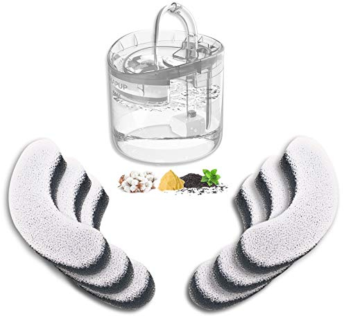 HAPUP Katzenbrunnen Filter Trinkbrunnen für Katzen Filters Ersatzfilter 6 Wiederverwendbare Aktivkohlefilter für HAPUP Katzentrinkbrunnen Wasserbrunnen für Katzen Welpen 1,8L