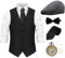 Gionforsy 20er Jahre Herren Weste Kostüm Zubehör Set mit Hut Weste Fliege Krawatte Taschenuhr Gangster Accessoires Set für Great Gatsby Party Halloween Karneval Fasching Mottoshow (Schwarz, L)