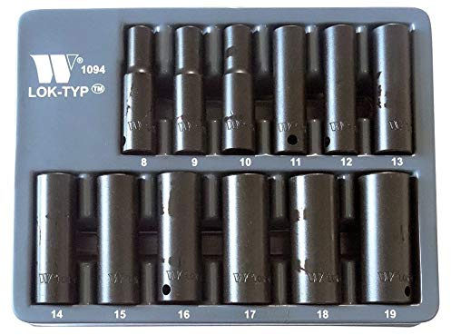 Socket Set 3/8 Deep Impact 8-19mm Lok Typ Works On 85% Rounded Nuts