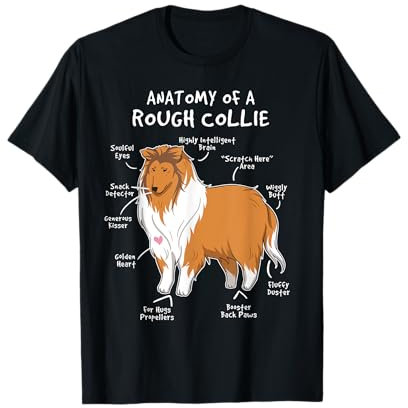 Anatomy Of A Rough Collie lustiges T-Shirt für Hundewelpen, Geschenk T-Shirt