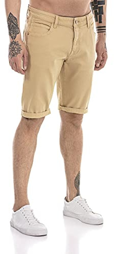 Redbridge Jeans-Shorts für Herren Kurze Hose Denim Freizeithose Chino Look Beige W36
