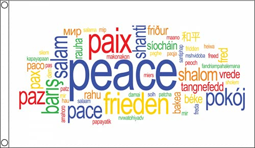 AZ FLAG Bandiera Pace MULTILINGUE 90x60cm - Bandiera Paz Paix Peace FRIEDEN 60 x 90 cm