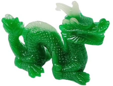 JRose Collections Jade Gelddrache Feng Shui – 7,5 cm hoch – Wohlstand und Reichtum Symbol – ideal für Zuhause oder Büro – Grüner Jadedrache Figur