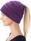 Hatstar Damen Beanie Mütze mit Zopfloch | Strickmütze für Pferdeschwanz | Ponytail Beanie gestrickte Mädchen Wintermütze | weich & warm (Flieder)