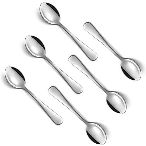 Espresso Kaffeelöffel Edelstahl, 6 Stück Mini Löffel 10,4cm, Helles Besteck, Kleine Teelöffel, Demitasse Löffel