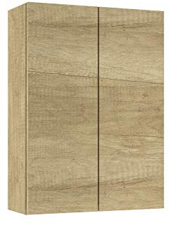 Baikal Armario Auxiliar Multiusos, Ideal para el baño o Espacios pequeños. Mueble de fácil instalación. Melamina 16mm. Mueble MONTADO. 2 Puertas Nature