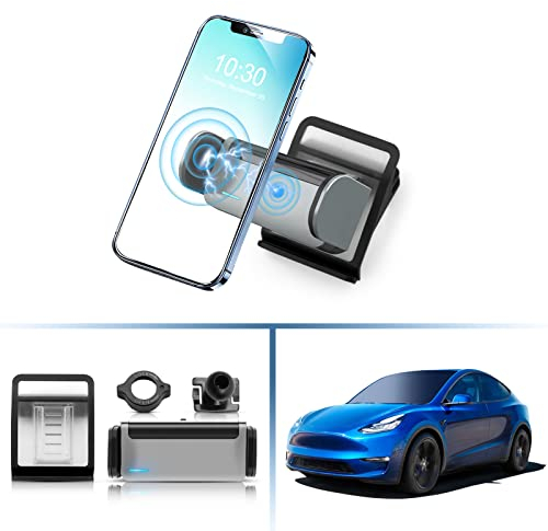 Coleya Support de Téléphone Voiture Compatible avec Tesla Model 3 2018-2023/Model Y 2020-2023(Pas pour 2024), Support de Téléphone Electrique, Rotation à 360°, pour Tous Smartphones 4-7