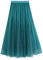 iyoimono Damen Tüllrock Falten Rock Höhe Taille A Line Mesh Freizeit Fashion Skirt Spitze Rock Midi Plisseerock Lässig Frühlingsrock（Blau Grün）