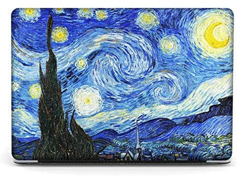 Berkin Arts Compatible con MacBook Air 13 Pulgada Funda Carcasa, 2022-2018 A1932 con Touch ID con Cubierta de Teclado & Protector de Pantalla Post impresionismo (Van Gogh - La Noche Estrellada)