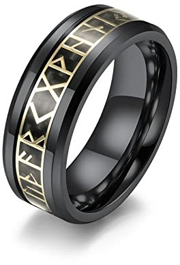 Eheringe Schwarz, Ringe Herren Wikinger Größe 57 (18.1) Versprechen Ring für Braut und Bräutigam
