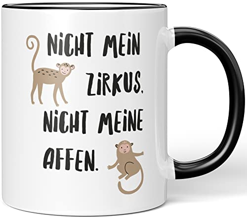 JUNIWORDS Tasse, Nicht Mein Zirkus, Nicht Meine Affen, Schwarz (1008372)