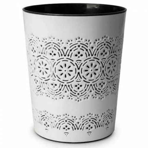 PREMZO Round Flora Bin 9 Liter Basket Container Storage Plastic Waste Paper Small Rubbish Bin Trash for Bedrooms Lounge Kitchen Home Office Bathroom Dormitory Rooms (ICE White)