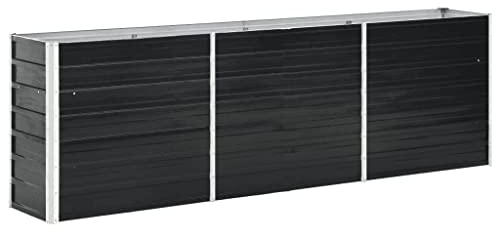 WIFESE Hochbeet aus Verzinktem Stahl 240x40x77 cm Anthrazit für Garten - Metall Pflanzenbett Kräuterbett Blumenkiste für Balkon, Terrasse, Eingang - Stilvoll und Langlebig