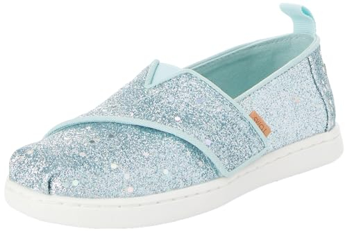 TOMS Youth Girl's Classic Alpargata Espadrille Loafer Flat, Light Mint Cosmic Glitter, 11 UK