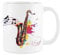 Purely Home Saxophon Tasse – buntes Musikinstrument Holzblasinstrument abstrakt weiß Tee Kaffee Geschenk Tasse