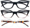 Kodilin Occhiali da Lettura Donna 1.5 Anti Luce Blu Cat Eye Occhiali per PC con Cerniera a Molla, Nero+Rosa+Transparente