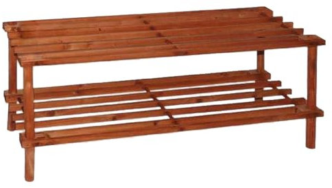 Acan Tradineur - Zapatero de Madera - 2 Niveles - Mueble Fabricado en Madera - Estanteria Multiuso - Soporte para Zapatos Dos Niveles, Pasillo, Entrada - 29 x 63 x 26 cm - Color Cerezo.