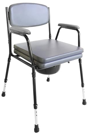 PEPE Mobility - Toilettenstuhl Gepolstert für Senioren, Höhenverstellbar, mit Eimer, Armlehne, Nachtstuhl für Erwachsene