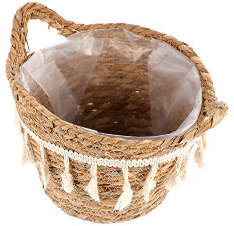 Amosfun Handgefertigter Aufbewahrungskorb Woven Storage Basket Für Spielzeug Wäsche Und Haushaltsartikel Dekorativer Organizer Für Kinderzimmer Und Badezimmer