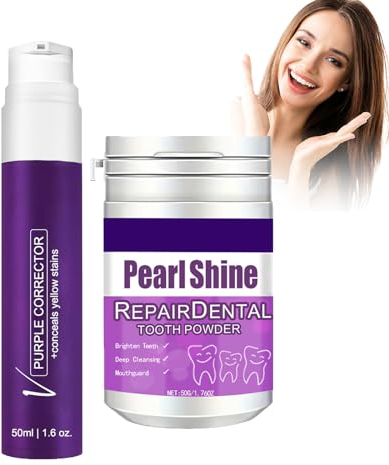 Dyceittdia 2pcs Dentifricio, 50ml v34 Dentifricio Viola e 50g Polvere detergente per denti viola, Denti Bianchi, Pulizia da Odori e Tartaro, Alito Fresco, toothpastes2