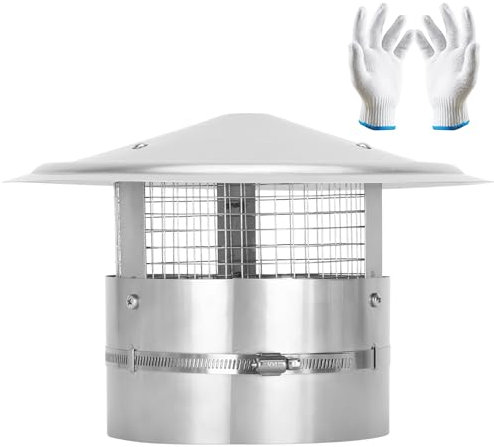 8 Inch Round Chimney Cap,Adjustable Roof Cap for Vents,Chimney Cap with Screen in Stainless Steel,Round Rain Cap for All-Round Chimney Protection,Round Roof Rain Chimney Cover,8 Inch Round Chimney Cap