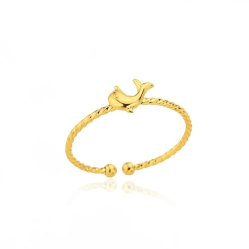 Hokech Delphin Ringe für Frauen Mädchen Vergoldet Verstellbarer Edelstahlring Vintage Schmuck Accessoires
