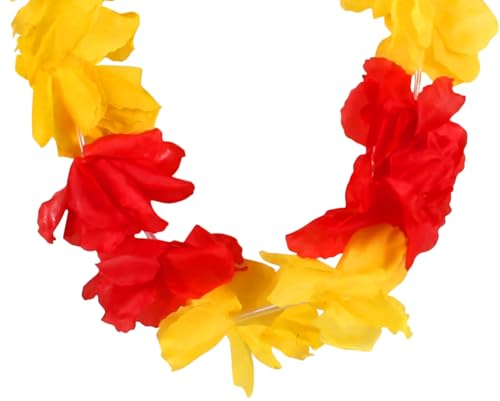 TOP TEN Hawaiikette, Blumenkette Spanien 45 cm Durchmesser, GELB ROT 100cm lang, WM, EM Fussball, Fanartikel Handball
