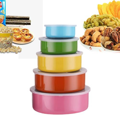 5 Cuencos Para Mezclar Con Tapa Hermética, Ensaladera De Acero Inoxidable, Ensaladera De Acero Inoxidable Con Tapas Herméticas, Ensaladeras De Almacenamiento De Metal, Contenedor De Alimentos