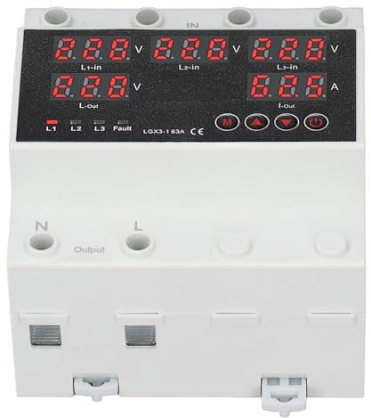 Interruptor de Transferencia Automática 63A 3P4W con Pantalla LED y Protector de Voltaje Ajustable para Generador e Inversor Doméstico (AC220V)