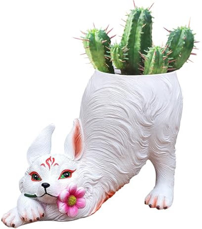 Fuchs-Pflanzgefäß | Pflanzgefäß in Tierform | Innenständer, niedlicher Fuchs-Topf, Harz-Blumentopf, Sukkulenten-Pflanzer, Utensilienhalter, D