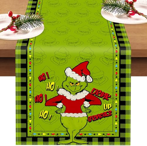 Lets Joy Weihnachten Tischläufer, 40 x 180cm Weihnachtsdeko Tischläufer, Weihnachten Tischdeko, Weihnachten Leinen Tischläufer, Saisonnal Küche Tisch Dekoration Drinnen und Draußen
