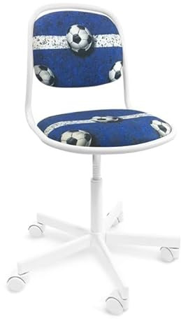 ARTOFIS Schreibtischstuhl mit Höhenverstellbar für Kinder - Ergonomischer Kinderschreibtischstuhl mit 5 Rollen, Drehbarer Jungendstuhl mit Rückenlehne, Fußball Blau Motiv