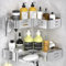 Daoun Corner Shower Caddy, Shower Shelf No Drilling, Bathroom Storage with Razor Holder for Shower and 2 Hooks, Shower Organiser(Silver)