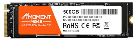 MMOMENT MG43 500GB M.2 2280 PCIe Gen4 NVMe 1.4 Internal SSD, Solid State Drive, Read Speed Up to 5000MB/s Storage for PC, Laptops, Gaming
