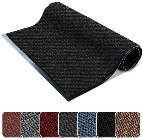FB FunkyBuys Washable Door Mats Indoor & Outdoor - Non-Slippery Heavy Duty Doormats Indoor - Highly Absorptive Rubber Door Mat - Perfect for Kitchen, Home and Hotel Entrance (Black, 60x80 CM)