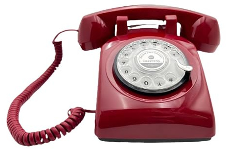 Fenteer Audio-Gästebuch-Hochzeitstelefon, Audio-Gästebuch-Nachrichtenrekorder, Vintage-Design, Aufnahme von Audio-Nachrichten für die Brautparty, Rot
