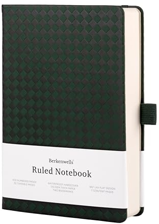 Berkenwells Embossed Lined Journal Notebook - A5 Note Book Hardcover Thick Notepad 400 Numbered Pages for Writing,120gsm Lined Paper, Leather Hardcover, for Women Men Work Office School,14.5 x 21.5cm