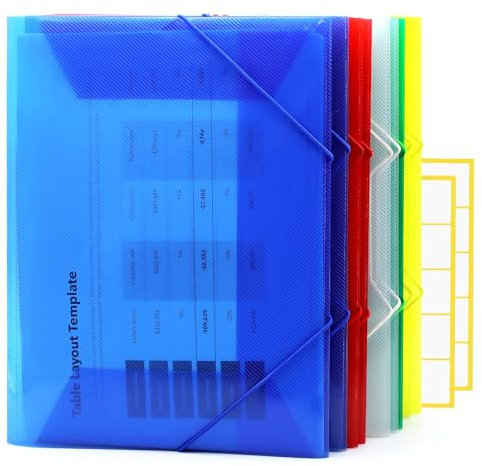 NVGFTG 10 Stück Eckspannermappe A4 Transparent mit Gummizug und Namensschild für Schule Firma